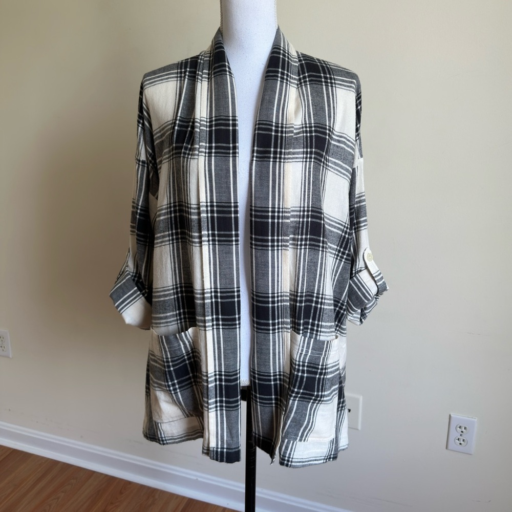 Billabong Black and White Blazer Classic Plaid Design